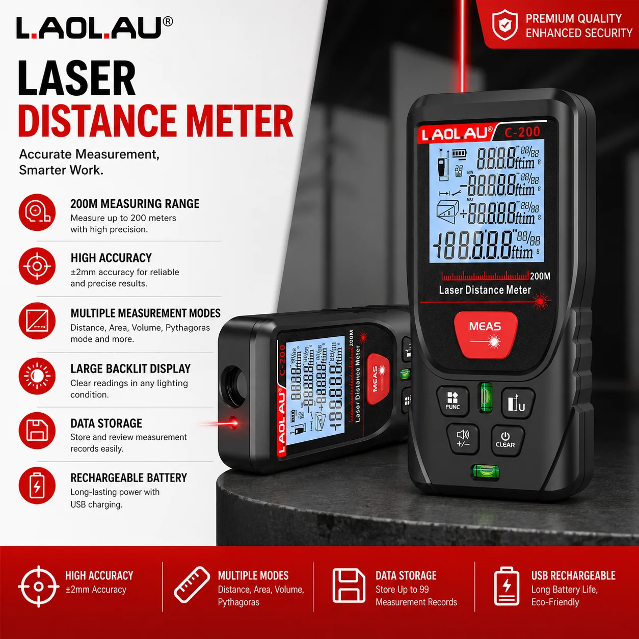 LAOLAU Digital Laser Range Fin - Power Tools Red review and price
